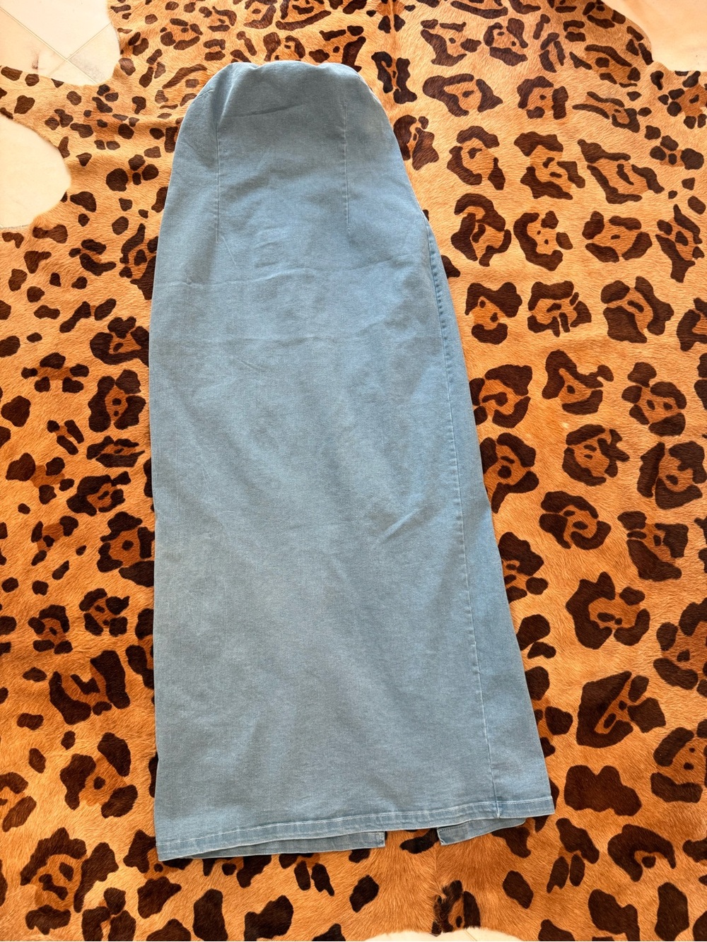 Classic Light Blue Denim Tube Dress Women